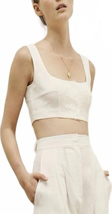 Le Kasha Womens Jirja Linen Crop Top In Cream
