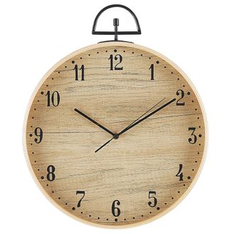 Beliani Beliani - Reloj De Pared Redondo Madera Clara Efecto Madera 40 Cm Estilo Vintage Opfikon