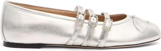 Stuart Weitzman Celeste MJ Ballet - Dames - Ballerinas - Grijs - 39 1/2 EU - Leer - Schoenen