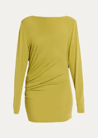 Ronny Kobo Nia Draped Bateau-Neck Jersey Mini Dress