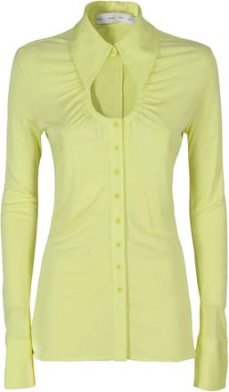 Proenza Schouler Button-Up Jersey Top - Dames - Overhemden - Groen - 2XS - Overhemden