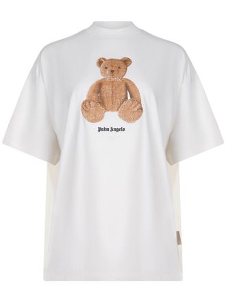 Palm Angels White Bear Loose Graphic Cotton T-Shirt
