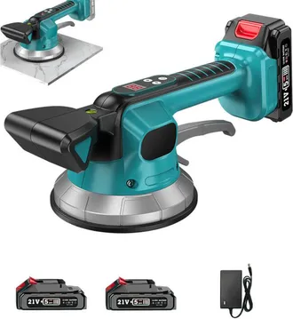 Elle Ventosa Vibratoria Inal&aacute;mbrica Ej.life Para Azulejos - M&aacute;quina Niveladora Con 2 Bater&iacute;as De 1500 Mah, Ventosa De 145 Mm, 10 Velocidades Ajustables, Ca