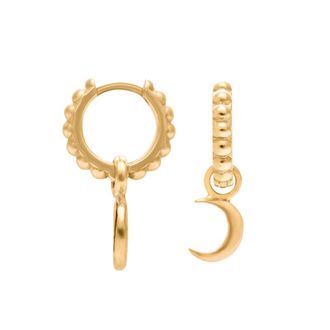 Dower & Hall Dotty Moon Charm Huggie Hoops