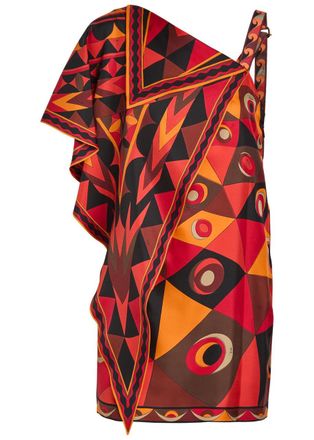 Pucci Printed Layered Silk-twill Mini Dress - Orange - 46 (UK14 / L)