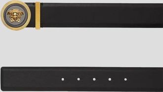 Versace Gürtel - Enamel Medusa Biggie Leather Belt - Gr. 100 - in Schwarz - für Damen