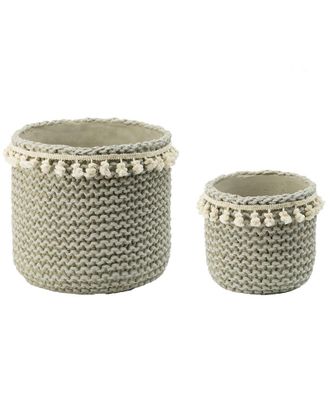 A&B Home Discontinued A&B Home Round Outdoor Planter Baskets With Textured Surface