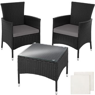 TecTake Garden Furniture Set Lucerne in Black | Size: 2 Seater
