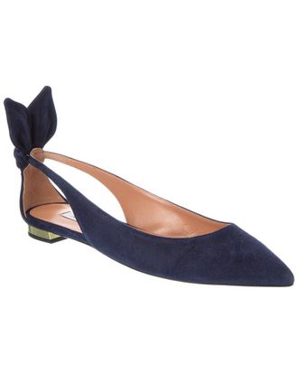 Aquazzura Bow Suede Slingback Ballet Flat