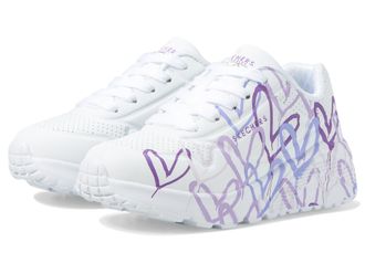 Skechers Girls UNO Lite Spread The Love, White/Light Purple, Wlpr White Lavendar Purpl, 13 UK