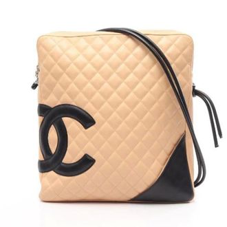 Chanel Pre-owned Cambon Ligne Leren Schoudertas - Dames - Pre-owned - Beige - Maat: ONE Size Leer