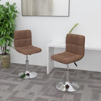 vidaXL Sillas De Comedor Giratorias 2 Unidades Tela Marr&oacute;n Vidaxl