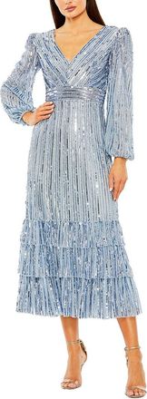 Mac Duggal Tiered Ruffle Tea Length Dress