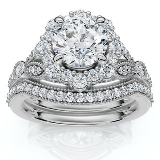 Pompeii3 1 1/2Ct Eloise Diamond Engagement Ring Set 14k Gold or Platinum