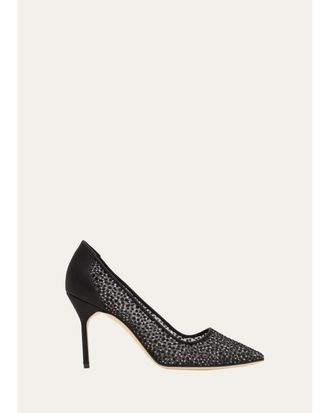 Manolo Blahnik 90mm BBLA Dot Mesh Pumps