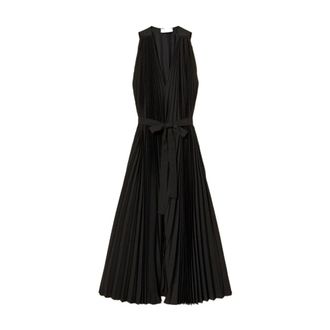 Twinset Midi Dresses, female, Black, Size: M Pleated V-neck Dress