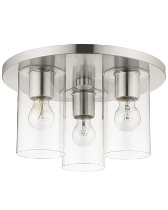 Livex Lighting 3-Light Brushed Nickel Flush Pendant