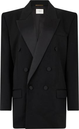 Saint Laurent Blazer cruzado con solapa de lanza - Jackets - Mujer - Negro - S