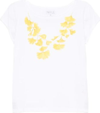 agnès b. floral-print T-shirt - women - Cotton - 2 - White