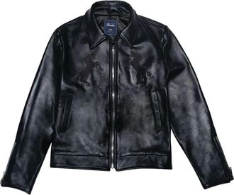 United Rivers Chesapeake River leren jack met paardenpatroon - Zwart