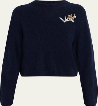 Markarian Romy Floral Embellished Cashmere-Silk Sweater