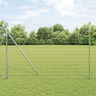 Berkfield Home Euro Fence with 7 Posts 1.6x10 m Galvanised Steel in Silver