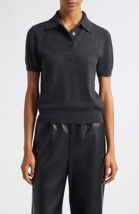 Toccin Rue Wool Short Sleeve Polo in Shadow at Nordstrom, Size Xx-Small