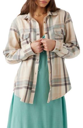 O'Neill Brooks Oversize Flannel Button-Up Shirt in Mother Of Pearl at Nordstrom, Size X-Large