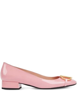 Gucci half-Horsebit flat pumps - women - Patent Calf Leather/Calf Leather/Calf Leather - 38.5 - Pink