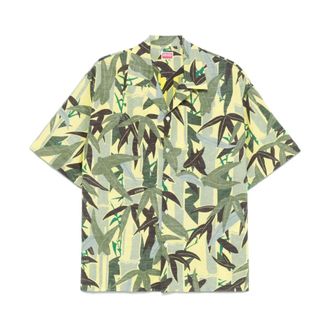 Kenzo Groene Camp Kraag Shirt Korte Mouwen - Heren - Korte mouwen Overhemden - Groen - L - Overhemden