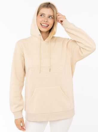 Zwillingsherz Hoodie ZWILLINGSHERZ Happiness Vibes, Damen, Gr. L/XL, beige, Sweatware, Obermaterial: 80% Polyester, 20% Baumwolle, Sweatshirts Hoodie, Mini-Me,mit S