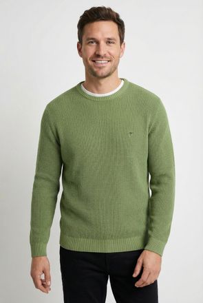 Fynch-Hatton Strickpullover FYNCH-HATTON, Herren, Gr. 4XL, avocado, Strick, Obermaterial: 100% Baumwolle, unifarben, normal h&uuml;ftbedeckend, Rundhals, Flachstrickb&uuml;n