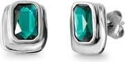 UNOde50 Green Crystal Stud Earrings in Silver at Nordstrom