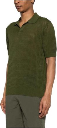Tagliatore Finlay Waffle-knit Polo - Heren - Polos - Groen - XL - Katoen - Tops