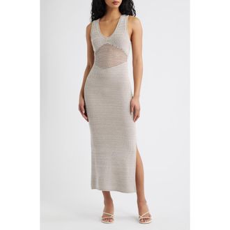 Ronny Kobo Melanie Crochet Body-Con Midi Dress in Sand/With at Nordstrom, Size X-Small