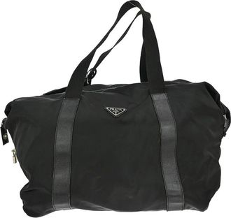 Prada Pre-owned Weekend Bags, female, Black, Size: ONE SIZE Pre-owned Vintage Nylon and Leather Travel Bag
