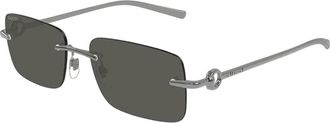 Gucci GG1703S001 Rectangle Rimless Ruthenium Sunglasses - Gray