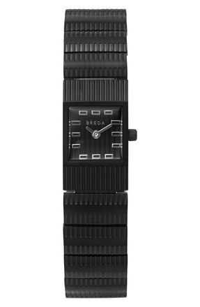Breda Groove Square Bracelet Watch, 16mm in Black at Nordstrom