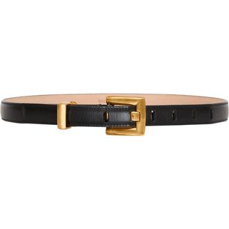 Balmain Anthem Belt 2Cm-Calfskin in Black at Nordstrom, Size 100
