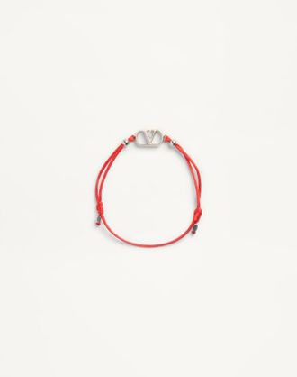 Valentino Garavani Bracciale VLogo Signature In Cotone Uomo ROSSO UNI