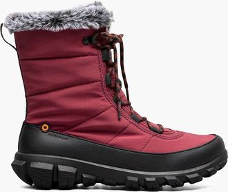 Bogs Womens Cedar Quilt Lace Waterproof Boots In Garnet