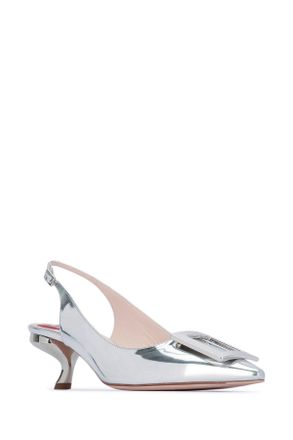 Roger Vivier Womens Virgule Sling Back Dec 55 Argento Mocassini Loafers