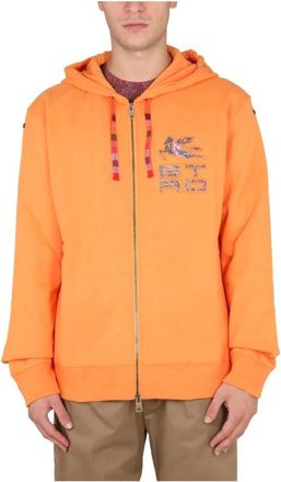 Etro Zipper Closure Hooded Nec - Heren - Vesten met rits - Oranje - M - Hoodies & sweatvesten