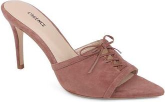 L'agence Thames II Lace Up Pointed Toe Leather Mule in Hazel Suede at Nordstrom, Size 9.5