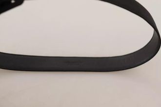 Dolce & Gabbana Black Velvet Leather Logo Waist Buckle Womens Belt