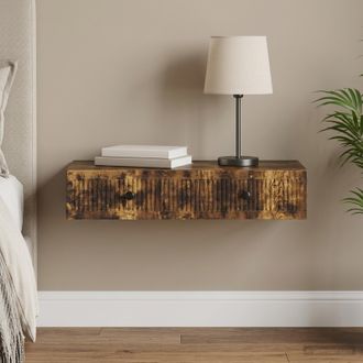 vidaXL Vidaxl Tavolino Da Parete Laterale Rovere Fumo 87,5 X 34,5 X 17