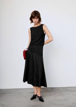 Mango Top satinato schiena drappeggiata nero - Donna - XS - MANGO
