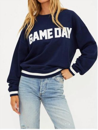 Beach Riot Devyn Game Day Long Sleeve Sweatshirt In Navy
