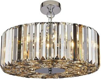 Searchlight Chapeau Suspensi&oacute;n 5 Luces Cromo / Semi Empotrado Cristales &Aacute;mbar, Ahumado Y Claro - Searchlight