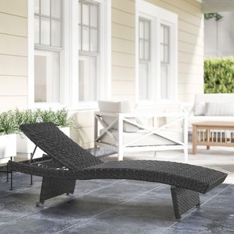 OUTSUNNY PE Rattan Sun Lounger with 4-Level Adjustable Backrest, Black